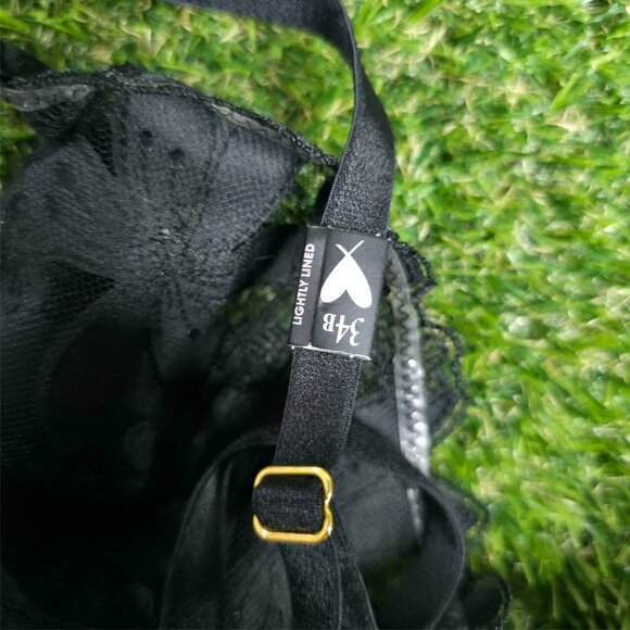 Victoria's Secret Black 34B Very Sexy Floral Embroidered Quarter Cup Bra Top - Picture 5 of 10